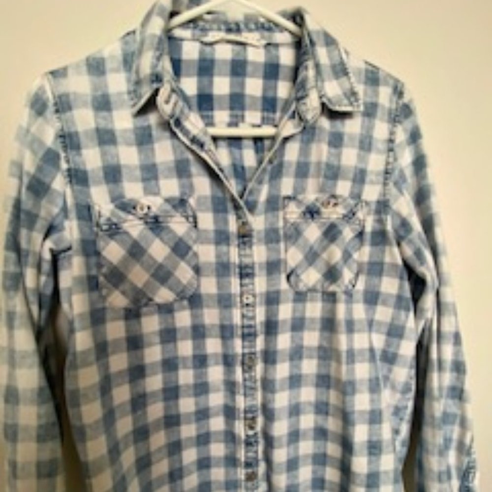 Vanilla Star Blue & White checked denim shirt - size M